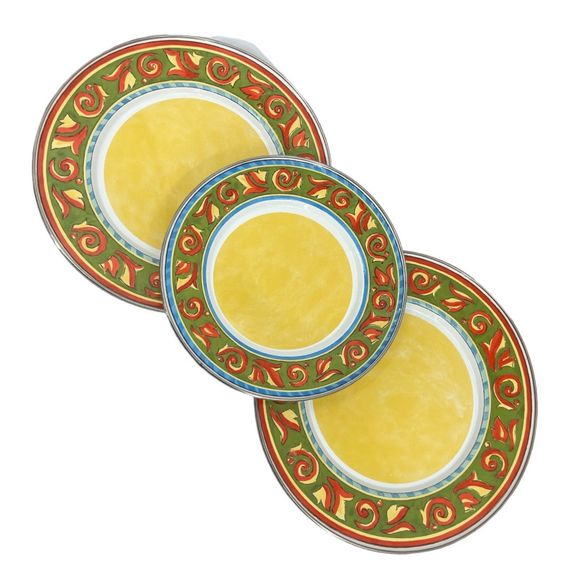 Formation 1980s metal enamelware plates set of 3 Tuscan Summer Dishes - Picture 3 of 10